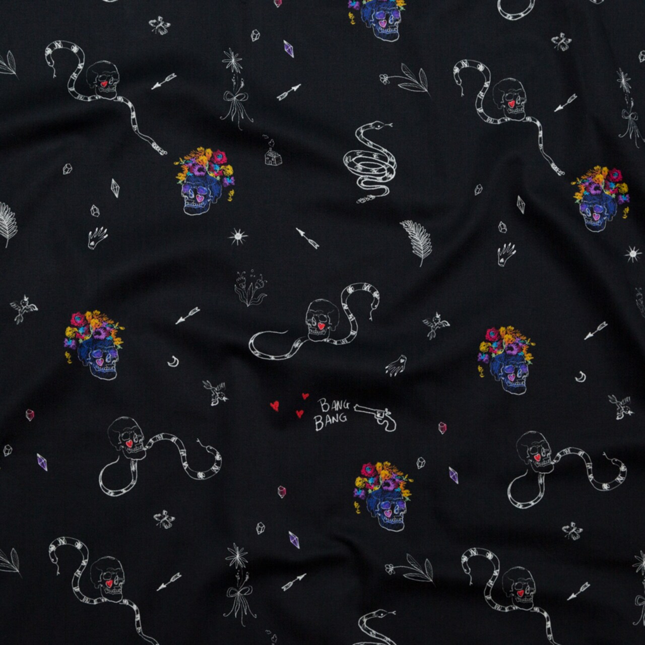 1 Yard Green Ogees Owl Eyes Stretch Cotton Sateen Fabric for Trendy Apparel